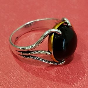 Men's Vintage Black Agate Eagle Claw Ring